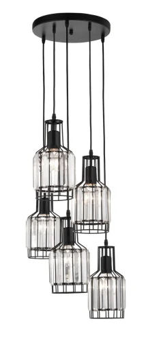 Lampa wisząca TANDIL Czarna / Kryształ 5 x E27 LE42178 lampynox noxbox