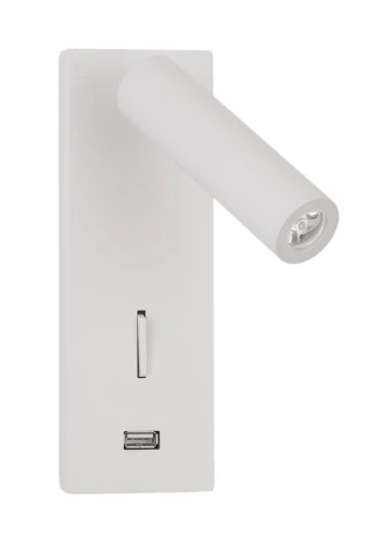 Kinkiet ścienny ZARZAL Biały LED Samsung 3W 3000K z ładowarką USB LE42224 lampynox noxbox