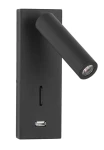 ZARZAL Czarny LED Samsung 3W 3000K USB Kinkiet ścienny ruchomy