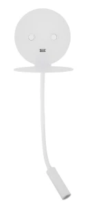 ACACIAS Biały LED Samsung 6W Kinkiet ścienny z półką i USB 