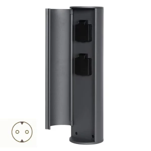 POWERPOINT Antracyt 2x gniazdo elektryczne schuko bez bolca IP44 Słupek ogrodowy z gniazdami elektrycznymi Lucide 27849/12/29