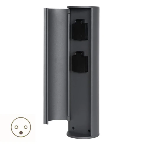 Słupek ogrodowy z gniazdami elektrycznymi POWERPOINT Antracyt 2x Gniazdo elektryczne IP44 Lucide 278490229  5411212271853 lampynox noxbox www.lampynox.pl 1.jpg