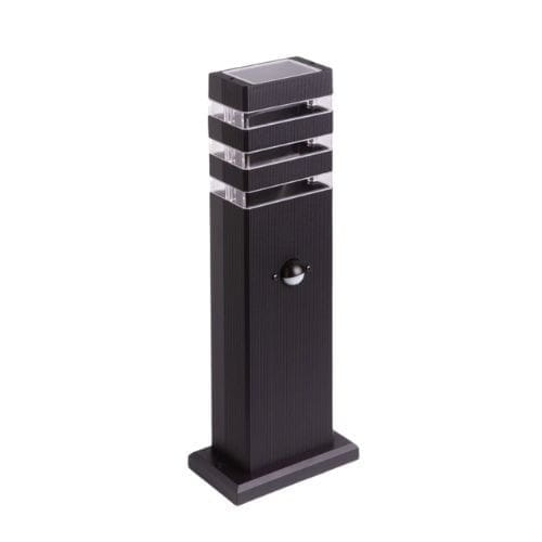 Słupek ogrodowy SO-40P PIR Czarny wys. 40cm. Czujnik ruchu GU10 IP44 EcoLight EC79420 | 5901986794202 noxbox lampynox www.lampynox.pl