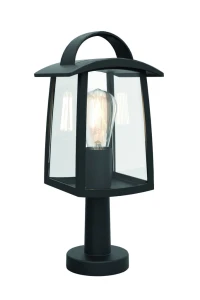 KELSEY Czarny mat | Szkło transparentne wys. 40cm. E27 IP44 Lampa ogrodowa stojąca Lutec 7273604012