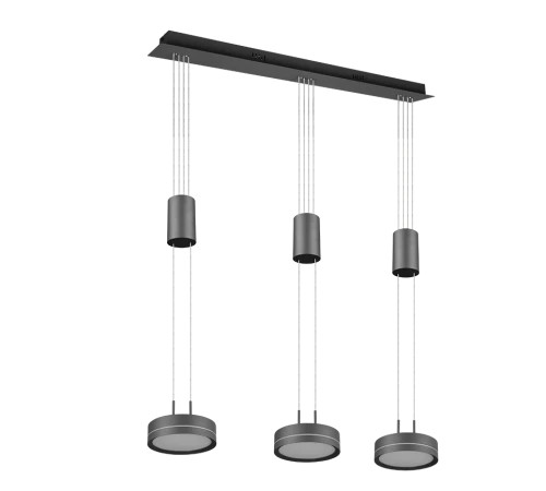 Lampa wisząca FRANKLIN Antracyt LED 3x9W 3000K ściemnialna Trio 326510342 | 4017807510089 noxbox lampynox www.lampynox.pl