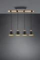 Lampa wisząca HARRIS Brąz | Czarny 4xE27 Trio 312700432 | 4017807502718 noxbox lampynox www.lampynox.pl