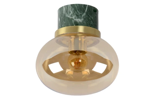 Łazienkowa lampa sufitowa LORENA Zielony | Bursztynowy śr.18cm. IP44 E27 Lucide 03140/18/62 | 5411212031587 noxbox lampynox www.lampynox.pl