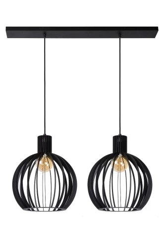 Lampa wisząca MIKAELA Czarny śr.2x35cm 2xE27 Lucide 73400/02/30 | 5411212730466 noxbox lampynox www.lampynox.pl