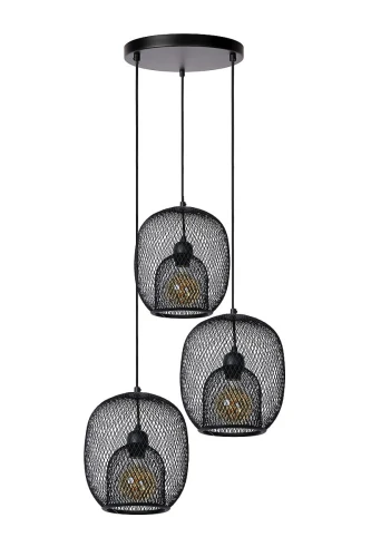 Lampa wisząca JERREL Czarny 3xE27 Lucide 78396/03/30 | 5411212782861 noxbox lampynox www.lampynox.pl