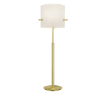 Camden Biały | Mosiądz 3xE27 Wysokość regulowana Lampa podłogowa z włącznikiem pociągowym