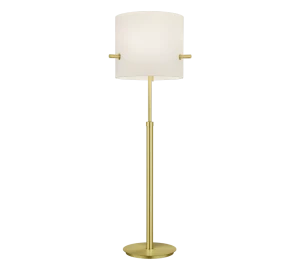 Camden Biały | Mosiądz 3xE27 Wysokość regulowana Lampa podłogowa z włącznikiem pociągowym