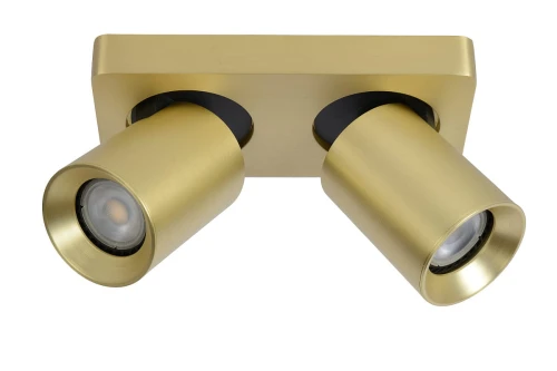 Spot NIGEL Mosiądz LED 2x5W Dim to warm CRI95 2xGU10 2200/3000K ściemnialny Lucide 09929/10/02 | 5411212092977 noxbox lampynox www.lampynox.pl
