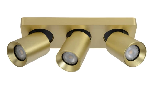 Spot NIGEL Matowe złoto | Mosiądz LED 3x5W Dim to warm CRI95 3xGU10 2200/3000K ściemnialny Lucide 09929/15/02 | 5411212092991 noxbox lampynox www.lampynox.pl