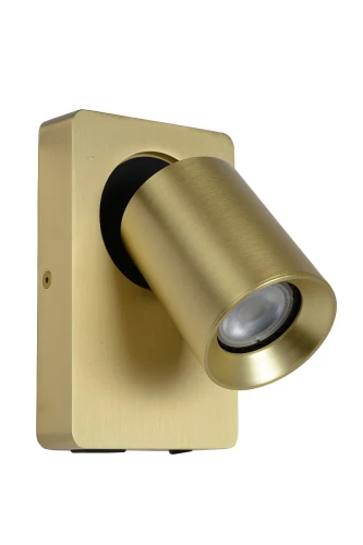 Kinkiet regulowany z ładowarką NIGEL Matowe złoto | Mosiądz LED 5W DIM Gniazdo USB GU10 3000K Lucide 09929/06/02 | 5411212092953 noxbox lampynox www.lampynox.pl