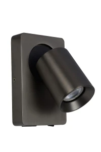 NIGEL Stal czarna LED 5W DIM Gniazdo USB GU10 3000K Kinkiet regulowany z ładowarką 