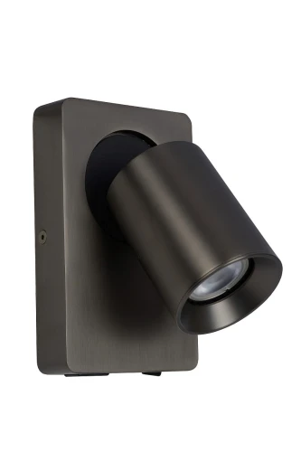 Kinkiet regulowany z ładowarką NIGEL Stal czarna LED 5W DIM Gniazdo USB GU10 3000K Lucide 09929/06/16 | 5411212092960 noxbox lampynox www.lampynox.pl