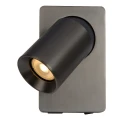 Kinkiet regulowany z ładowarką NIGEL Stal czarna LED 5W DIM Gniazdo USB GU10 3000K Lucide 09929/06/16 | 5411212092960 noxbox lampynox www.lampynox.pl