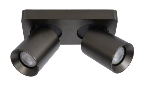 Spot NIGEL Stal czarna LED 2x5W Dim to warm CRI95 2xGU10 2200/3000K ściemnialny Lucide 09929/10/16 | 5411212092984 noxbox lampynox www.lampynox.pl
