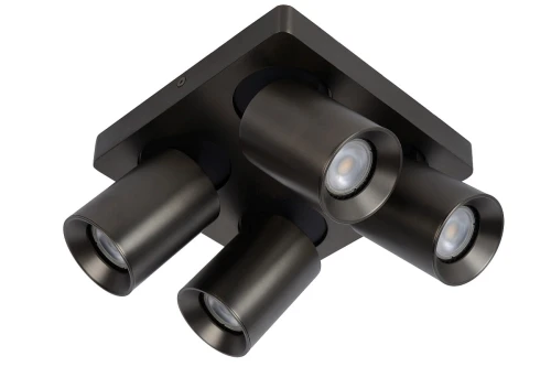 Spot NIGEL Stal czarna LED 4x5W Dim to warm CRI95 4xGU10 2200/3000K ściemnialny Lucide 09929/20/16 | 5411212093028 noxbox lampynox www.lampynox.pl