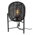 Lampa stołowa HERMINE Rattan czarny Ø30cm E27 Lucide 03541/01/30 | 5411212031655 noxbox lampynox www.lampynox.pl