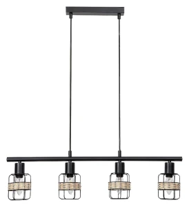 Indiana czarny | brąz 4xE14 Poczwórna lampa wisząca