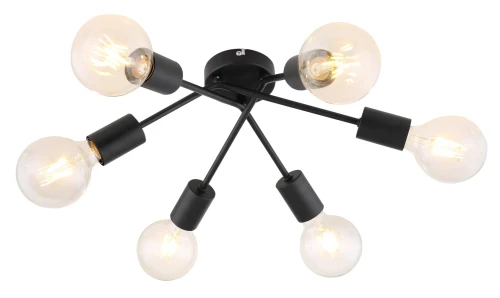 Lampa sufitowa Lamar czarny mat 6xE27 Rabalux 3990 | 5998250339900 noxbox lampynox www.lampynox.pl
