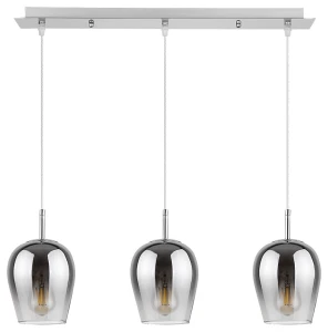 Petunia Chrom | Szkło przydymione 3xE27 Lampa wisząca