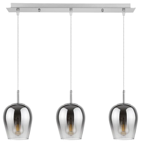 Lampa wisząca Petunia Chrom | Szkło przydymione 3xE27 Rabalux 5253 | 5998250352534 noxbox lampynox www.lampynox.pl