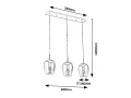 Lampa wisząca Petunia Chrom | Szkło przydymione 3xE27 Rabalux 5253 | 5998250352534 noxbox lampynox www.lampynox.pl