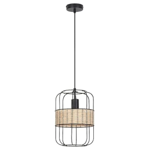 Indiana czarny | brąz Ø 22cm E27 Lampa wisząca