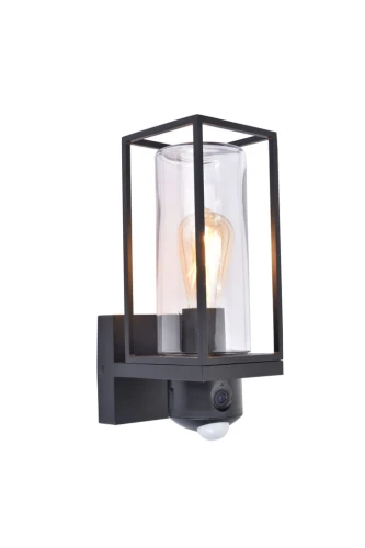 Kinkiet zewnętrzny FLAIR czarny mat - kamera, czujnik PIR E27 IP44 Lutec 5288811012 | 6939412013688 noxbox lampynox www.lampynox.pl