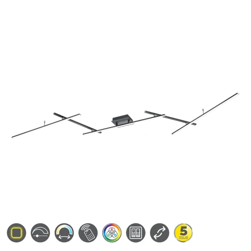 Lampa sufitowa ARVIN Czarny mat DIM PILOT RGBW Regulowana LED 22W 2700-6500K Trio 628410532 | 4017807504040 noxbox lampynox www.lampynox.pl