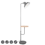 BUTLER Antracyt Wysokość regulowana E27 Półka Lampa podłogowa RL R40331042