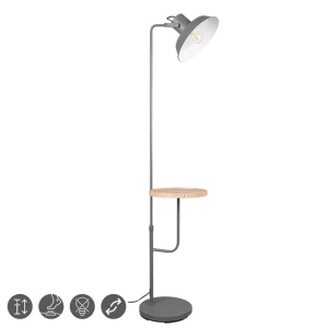 BUTLER Antracyt Wysokość regulowana E27 Półka Lampa podłogowa RL R40331042