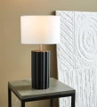 Lampa stołowa COLUMN czarny | biały Ø 24cm E14 Markslojd 108221 | 7330024600508 noxbox lampynox www.lampynox.pl