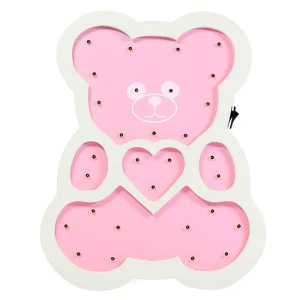 Miś różowa lampka drewniana Polux 310668