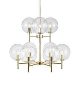 CROWN złoty szczotkowany | przeźroczysty Ø 71cm 9xE14 Lampa wisząca Markslojd 107920