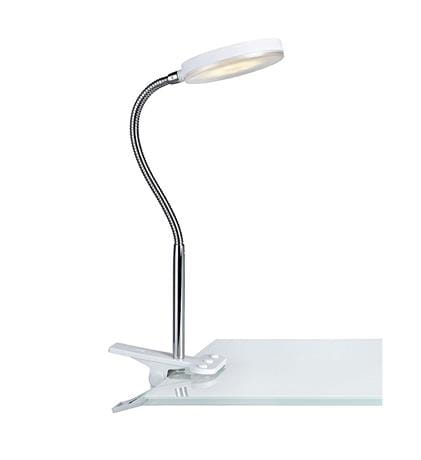 Lampa biurkowa z klipsem mocującym FLEX Klip biały | chrom LED 5W 3000K Markslojd 106470 | 7330024559820 noxbox lampynox www.lampynox.pl