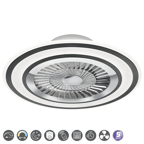Lampa sufitowa ściemnialna z wentylatorem FLAGA Czarny mat, LED 36W, Pilot, barwa światła zmienna RL R62743132 | 4017807495546 noxbox lampynox www.lampynox.pl