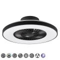 Lampa sufitowa ściemnialna z wentylatorem HALMSTAD Czarny mat, LED 40W, Pilot, barwa światła zmienna RL R62672132 | 4017807491036 noxbox lampynox www.lampynox.pl