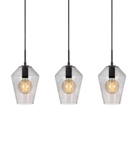 RETRO czarny | szary przydymiony 3xE27 Lampa wisząca potrójna Markslojd 107132