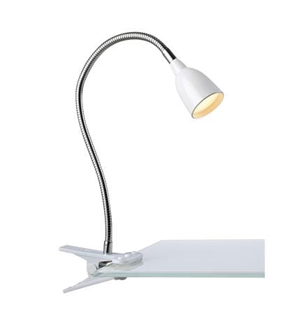 Lampa biurkowa z klipsem mocującym TULIP Klip biały LED 3W 3000K Markslojd 106091 | 7330024556058 noxbox lampynox www.lampynox.pl