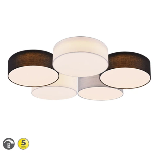 Lampa sufitowa LUGANO Biały | Czarny | Szary ściemnialy LED 58W 3000K Trio 621910517 | 4017807504064 noxbox lampynox www.lampynox.pl