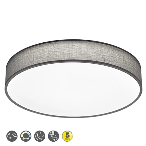 Lampa sufitowa ściemnialna LUGANO Szary śr.60cm DIM PILOT LED 40W 3000-5000K Trio 621914011 | 4017807384475 noxbox lampynox www.lampynox.pl