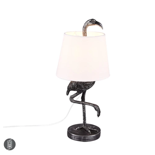 LOLA srebrno biała Lampka stołowa Żuraw E14 RL R50251089 4017807459364 noxbox lampynox www.lampynox.pl