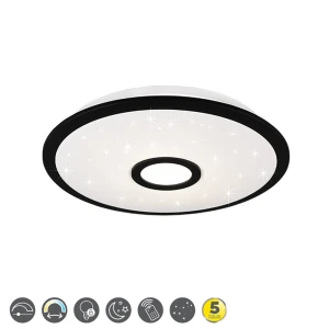 OKINAWA Czarny mat LED 18W sterowany pilotem śr.42 cm Efekt gwiaździsty 3000-5500K Plafon Trio 679114232