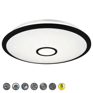 OKINAWA Czarny mat LED 50W sterowany pilotem śr.65 cm Efekt gwiaździsty 3000-5500K Plafon Trio 679110032