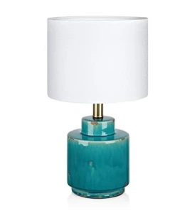 COUS antyczny niebieski | biały Ø 24cm E27 Lampka stołowa Markslojd 106606