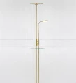 Lampa podłogowa z półką FRIEND mosiądz z gniazdem ładującym USB LED 18W+5W 3000K Markslojd 107009 | 7330024571303 noxbox lampynox www.lampynox.pl