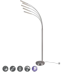 REED LED Nikiel Mat 5 x 350lm 3000K  ściemnialna Lampa podłogowa stojąca 